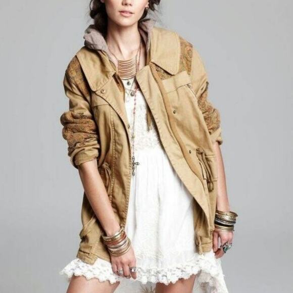 Free People Crafted Cloth Tapestry Parka Anorak Jacket - Picture 1 of 11